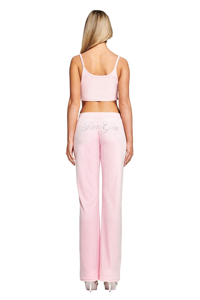 KAMERON VELOUR TRACKPANT - BABY PINK