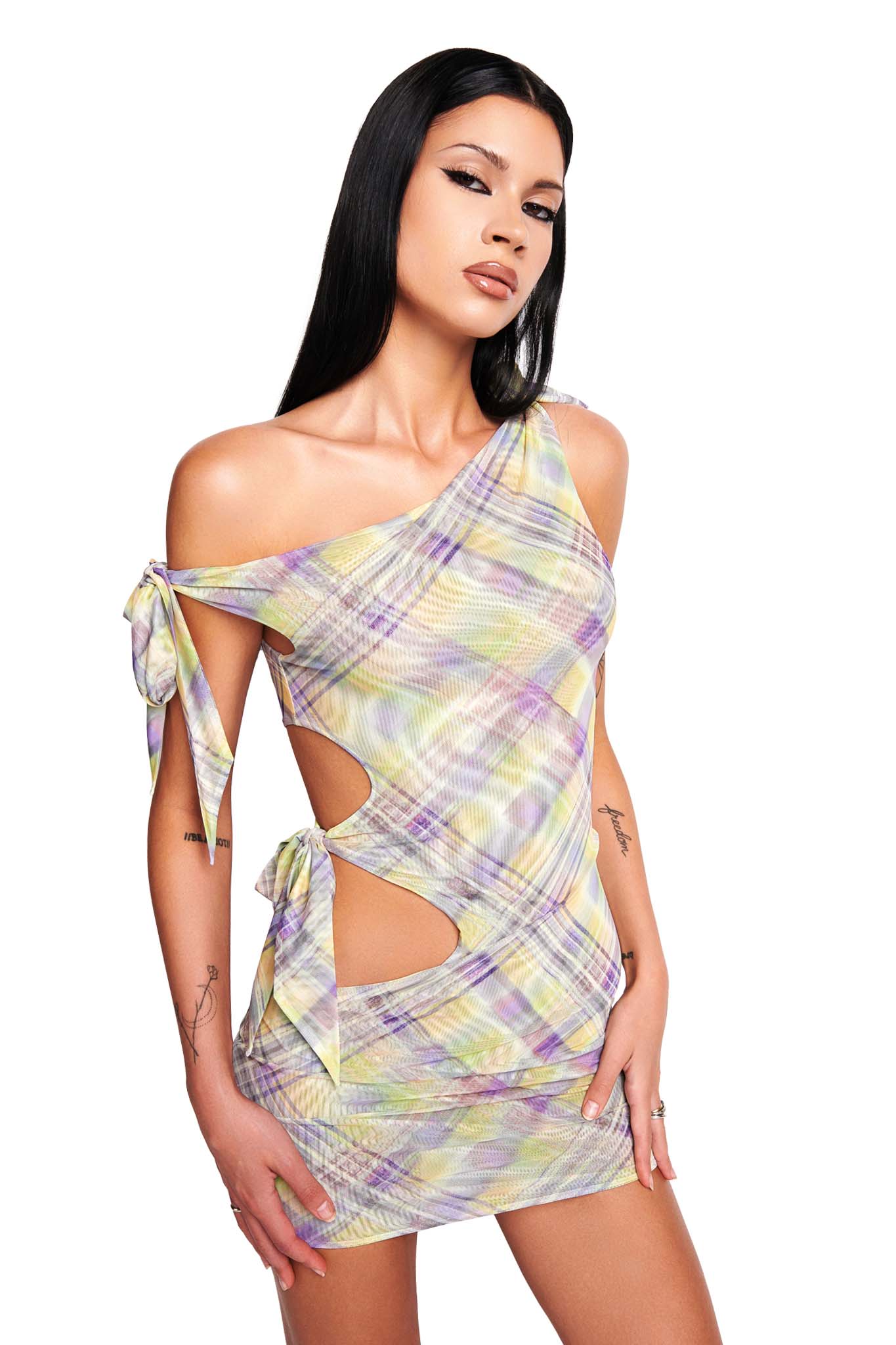 RENNI DRESS - PURPLE CHECK