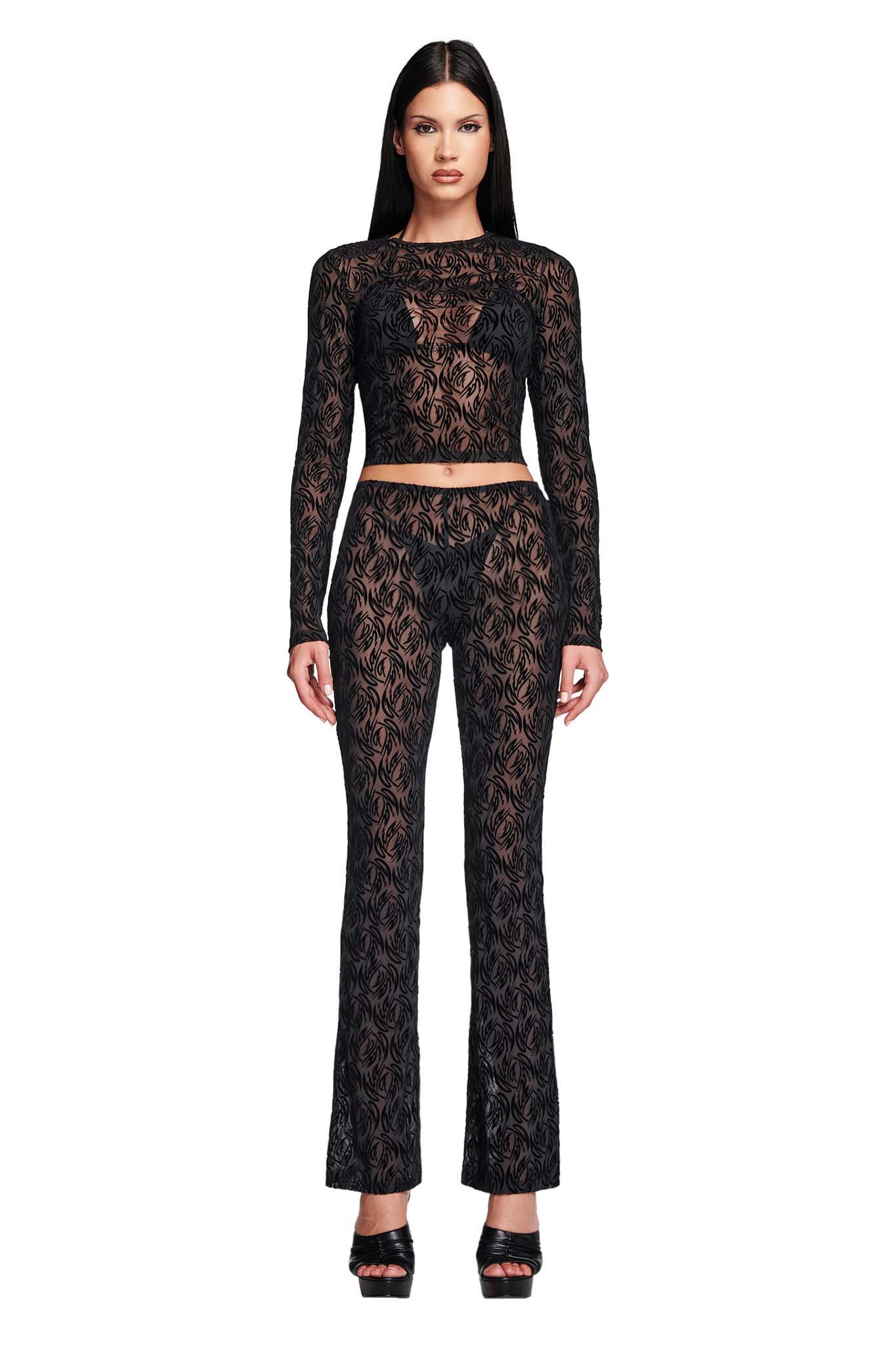 LAURELLA PANT - BLACK : MONOGRAM BURNOUT – I.AM.GIA North America