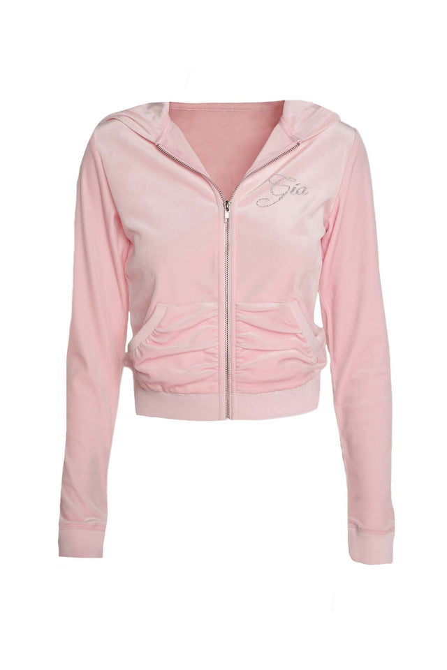 KAMERON VELOUR JACKET - BABY PINK