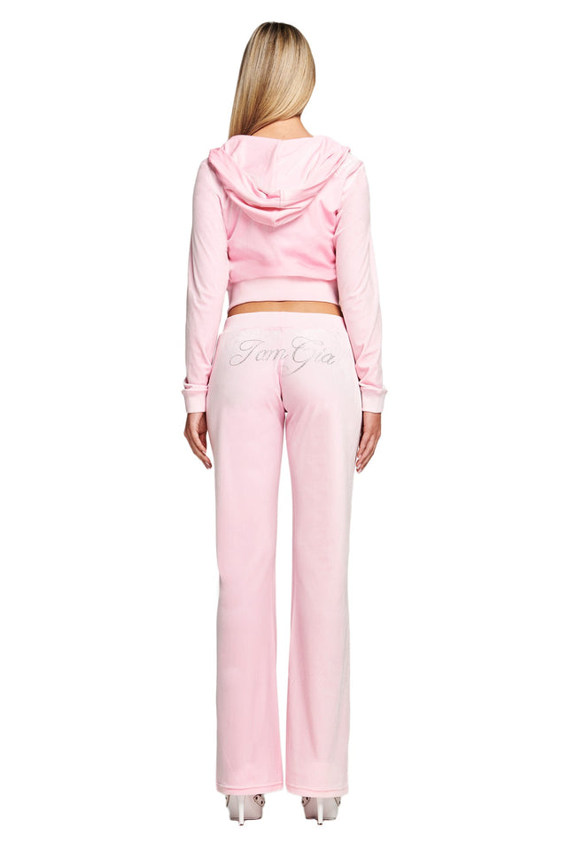 KAMERON VELOUR JACKET - BABY PINK