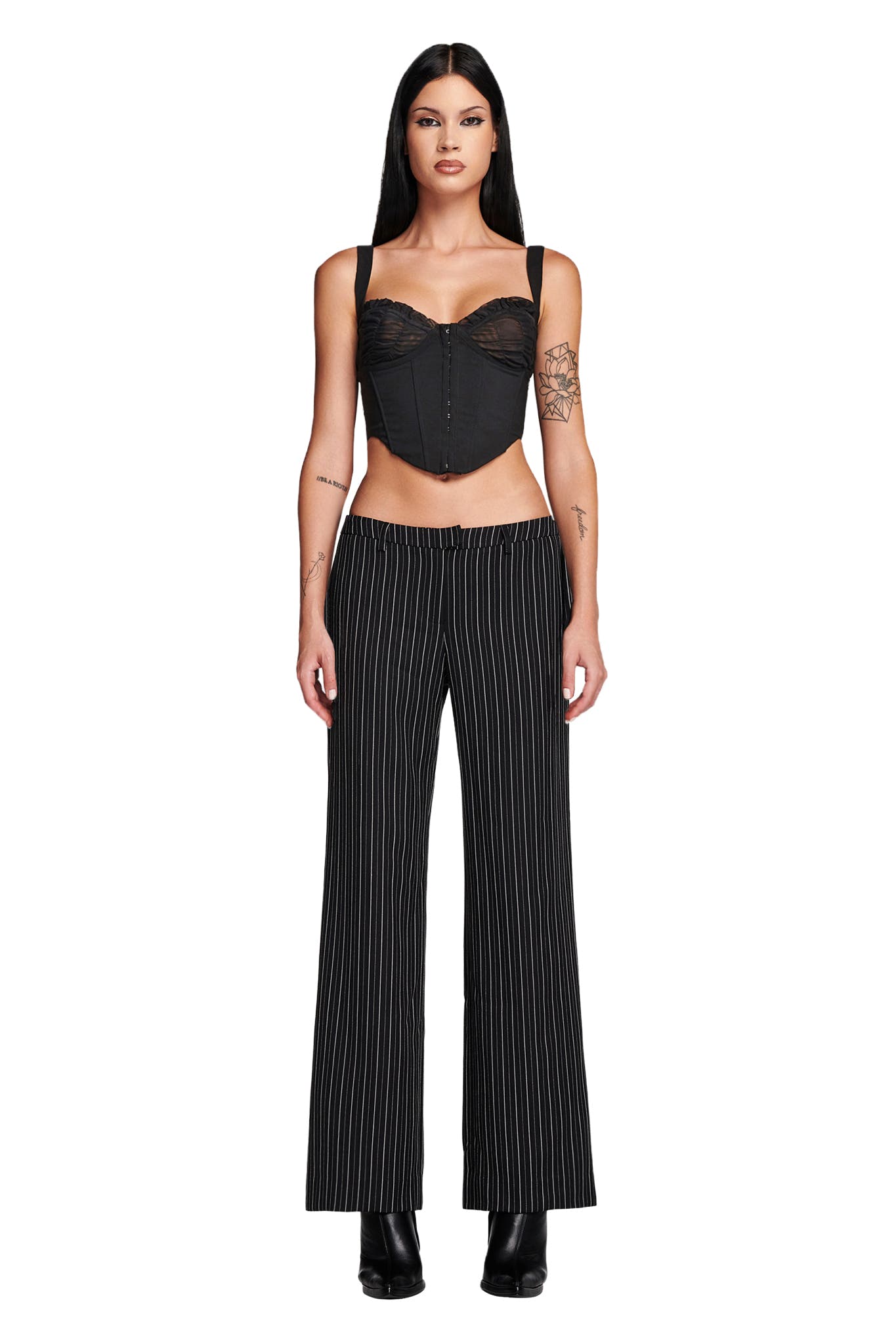 HAVENA PANT - BLACK : PINSTRIPE