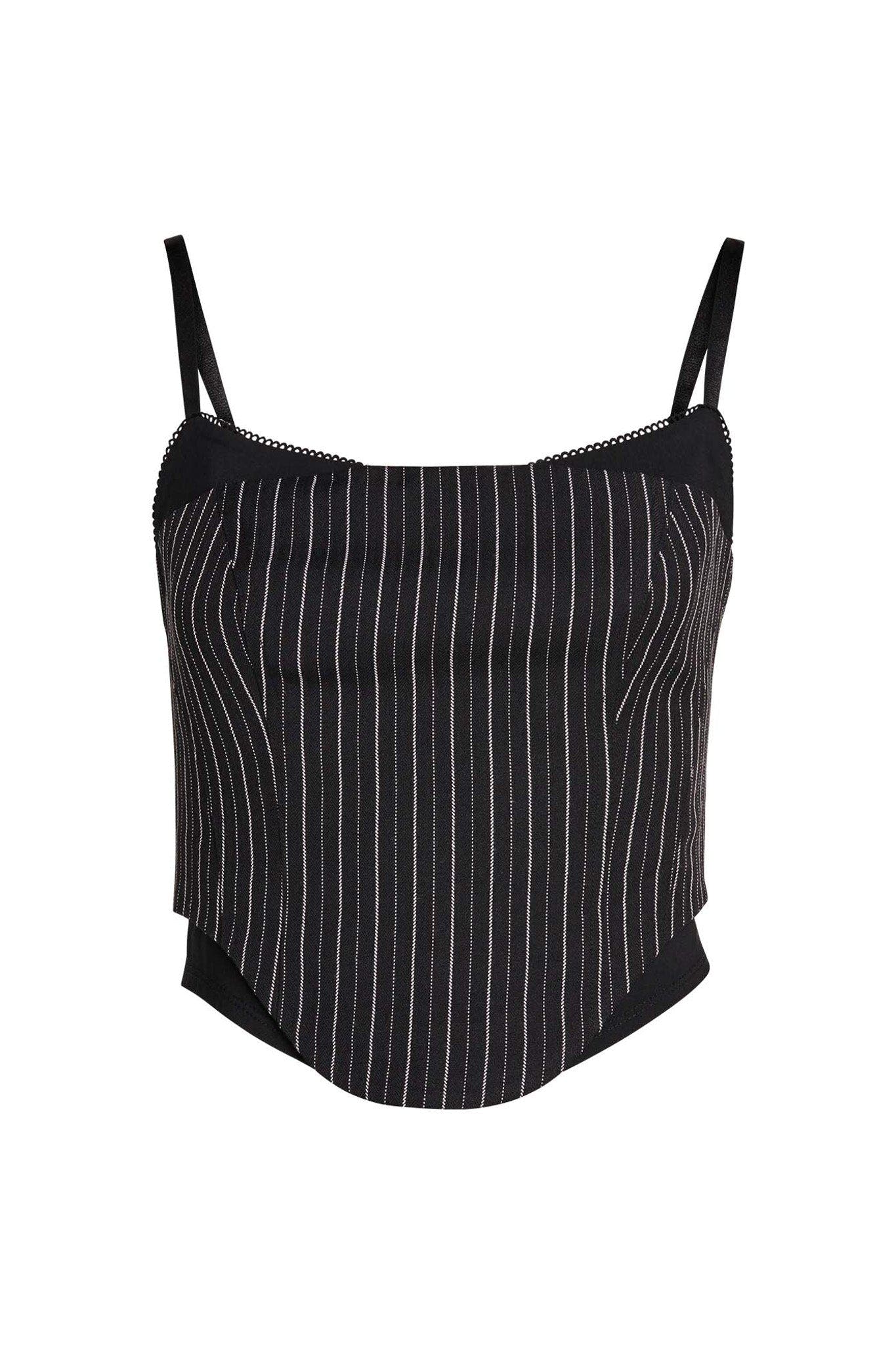 HAVENA CORSET - BLACK : PINSTRIPE