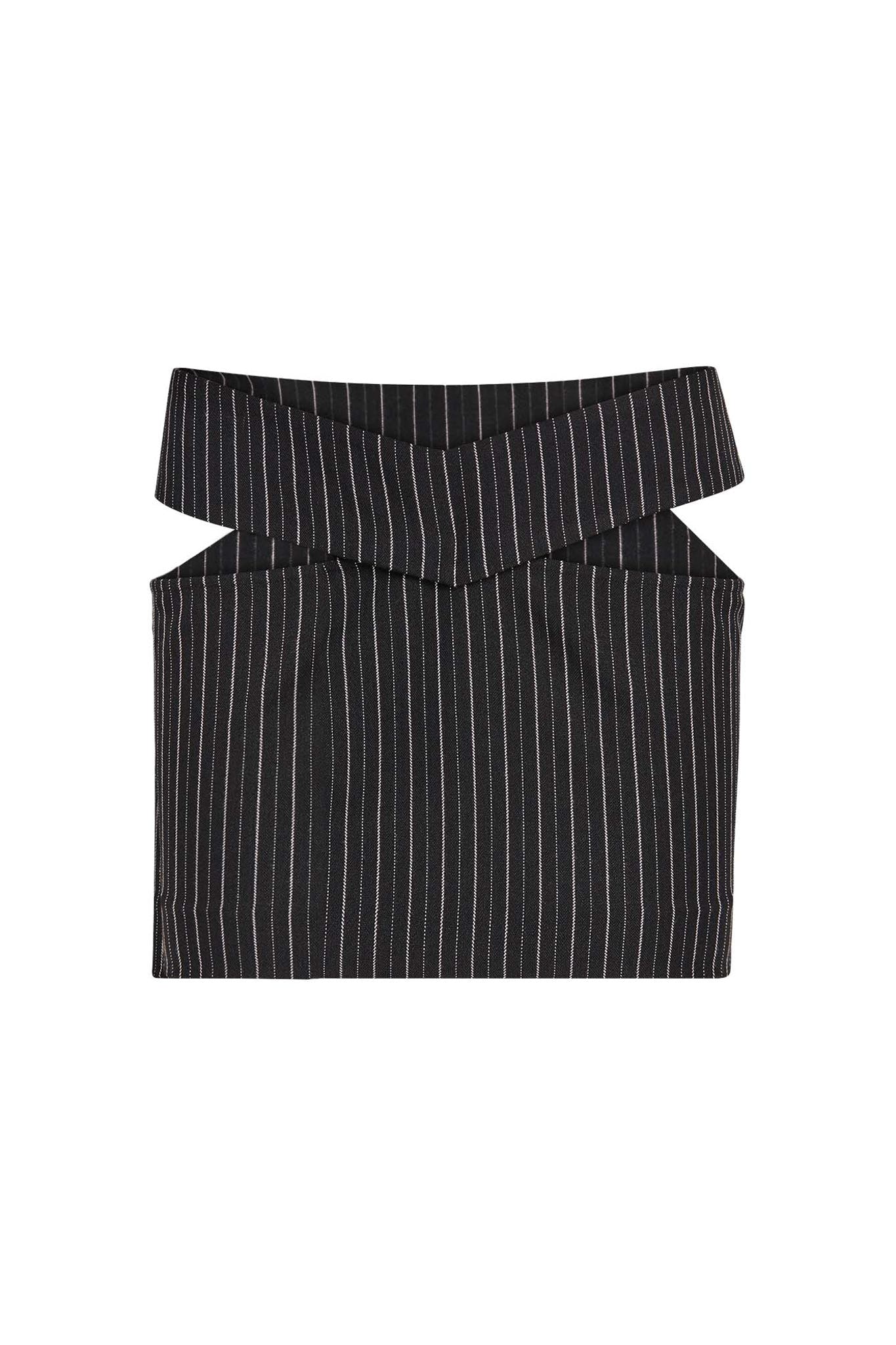 HAVENA SKIRT - BLACK : PINSTRIPE