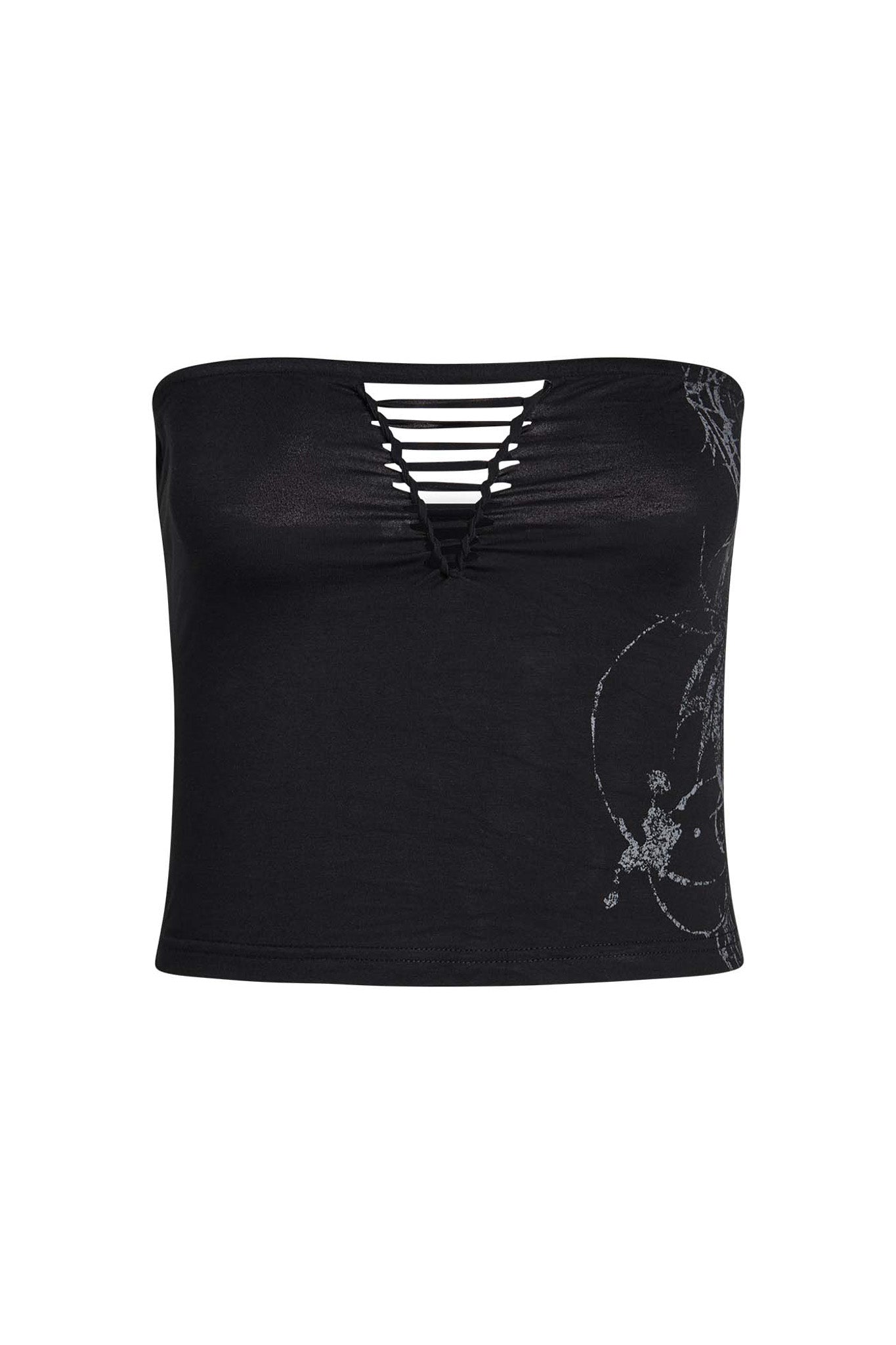 Womens Tube Tops  Emma & Sam Criss Cross Lace Up Tube Top Black « Binaa-ad