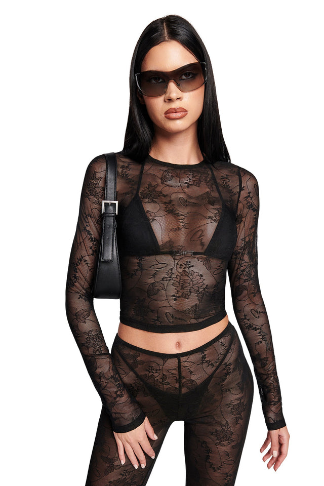 MISTEL LS TOP - BLACK : BUTTERFLY LACE