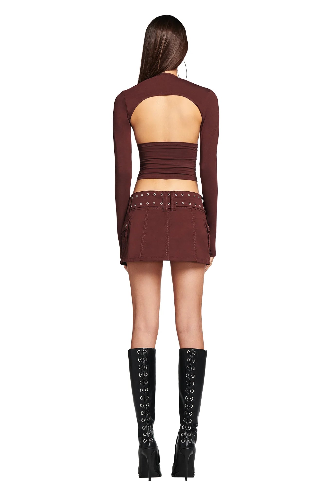 JORDAN MINI SKIRT - NEUTRAL : CHOCOLATE