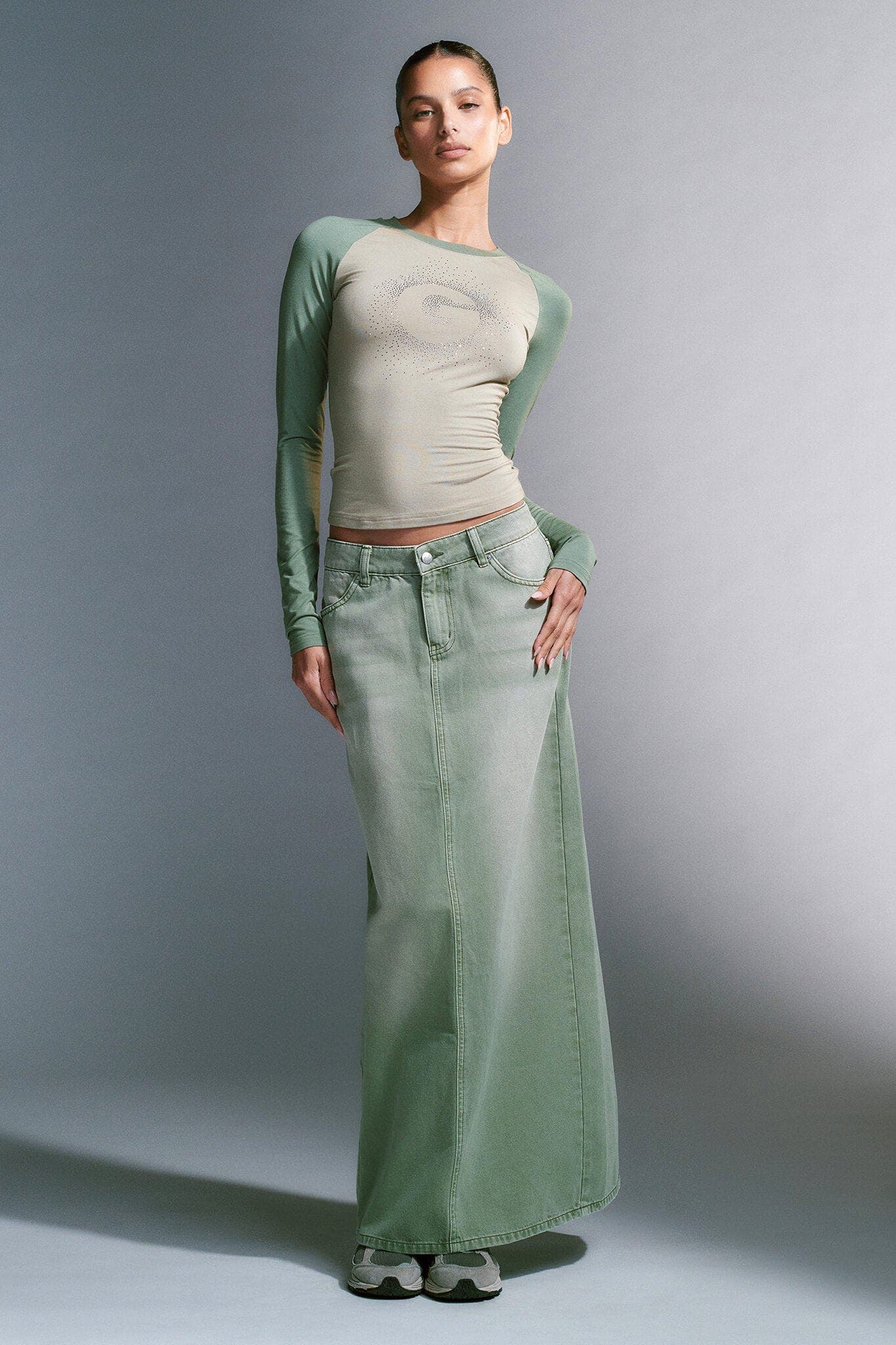 NICKY SKIRT - GREEN : DENIM