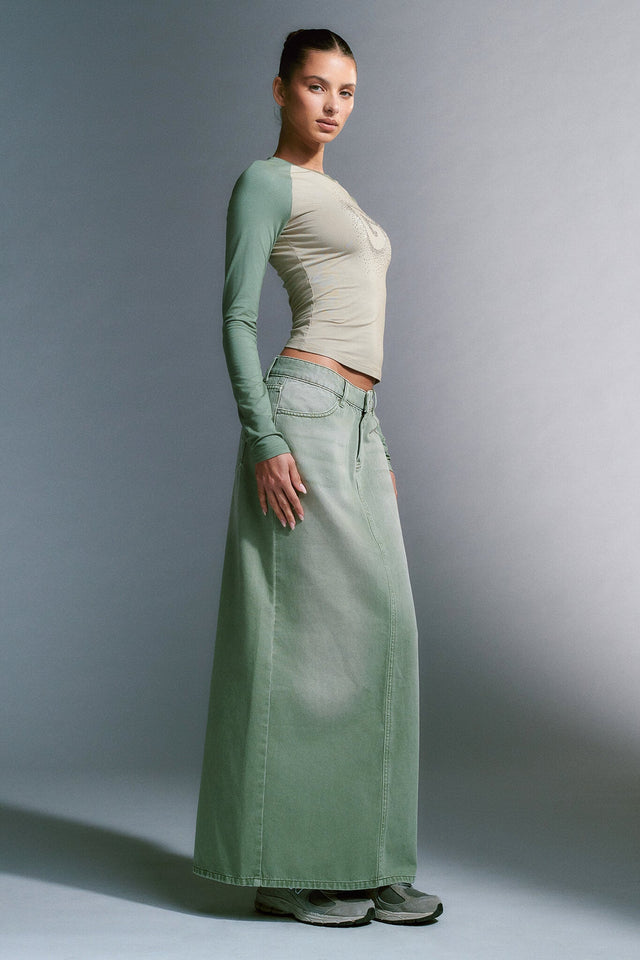 NICKY SKIRT - GREEN : DENIM