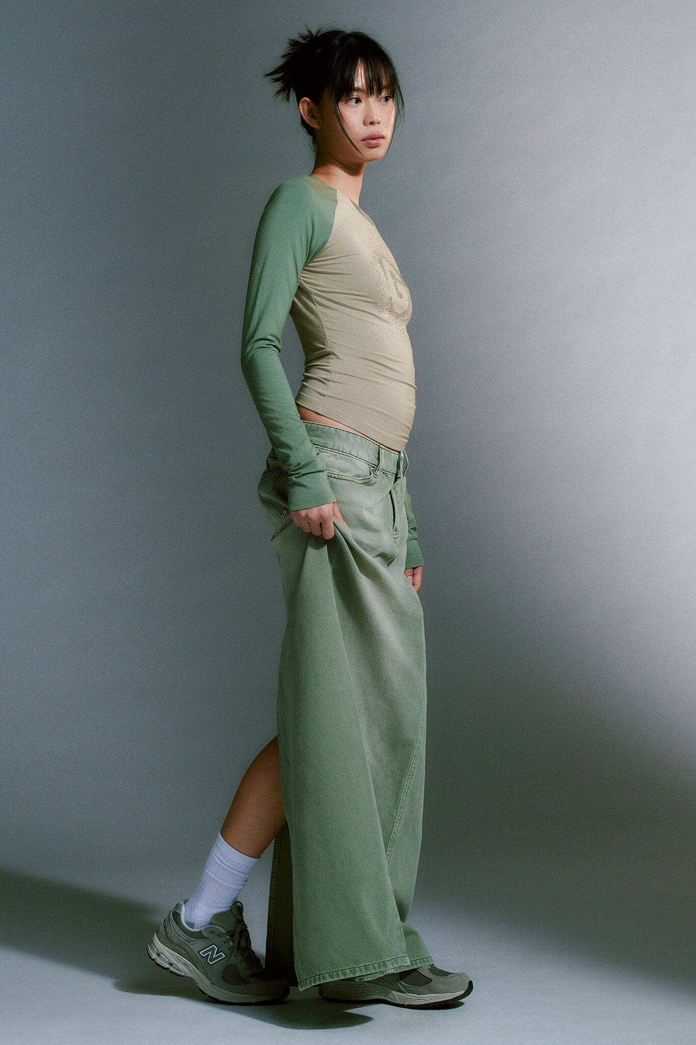 NICKY SKIRT - GREEN : DENIM