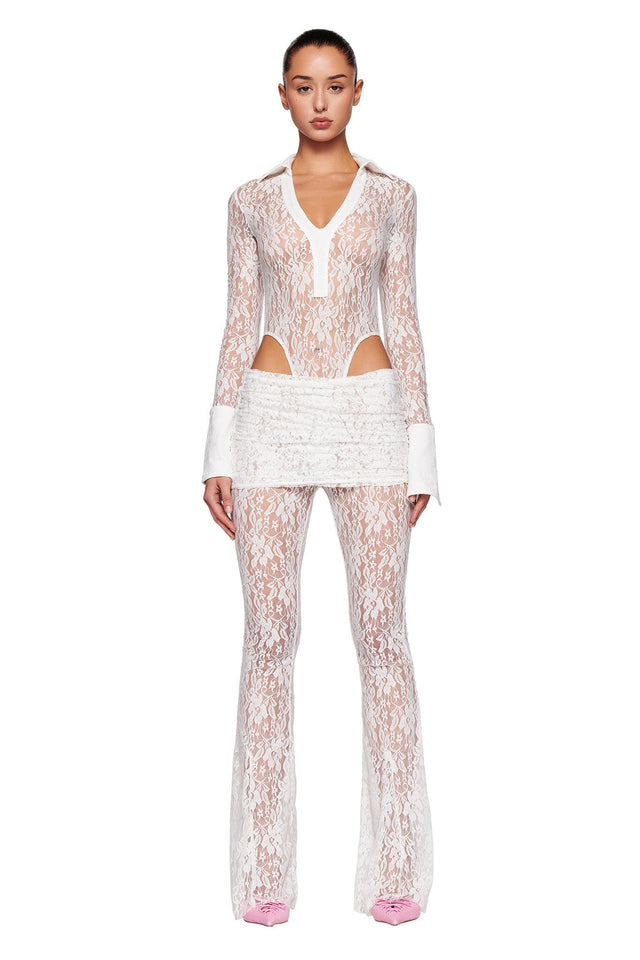 KYLEAH BODYSUIT - WHITE : LACE