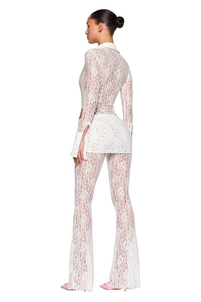Asteria Long Sleeve Lace Bodysuit White
