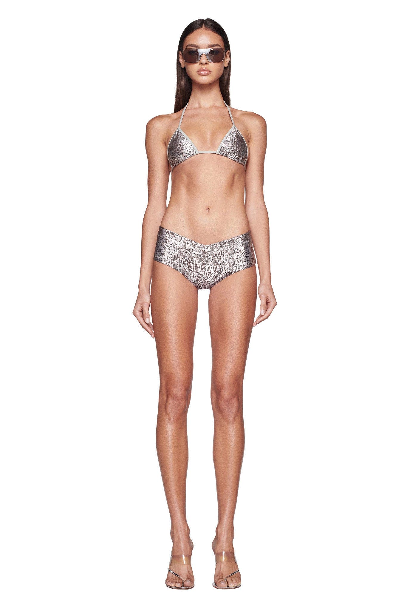 ROZALINE BIKINI TOP - GREY : CROCODILE