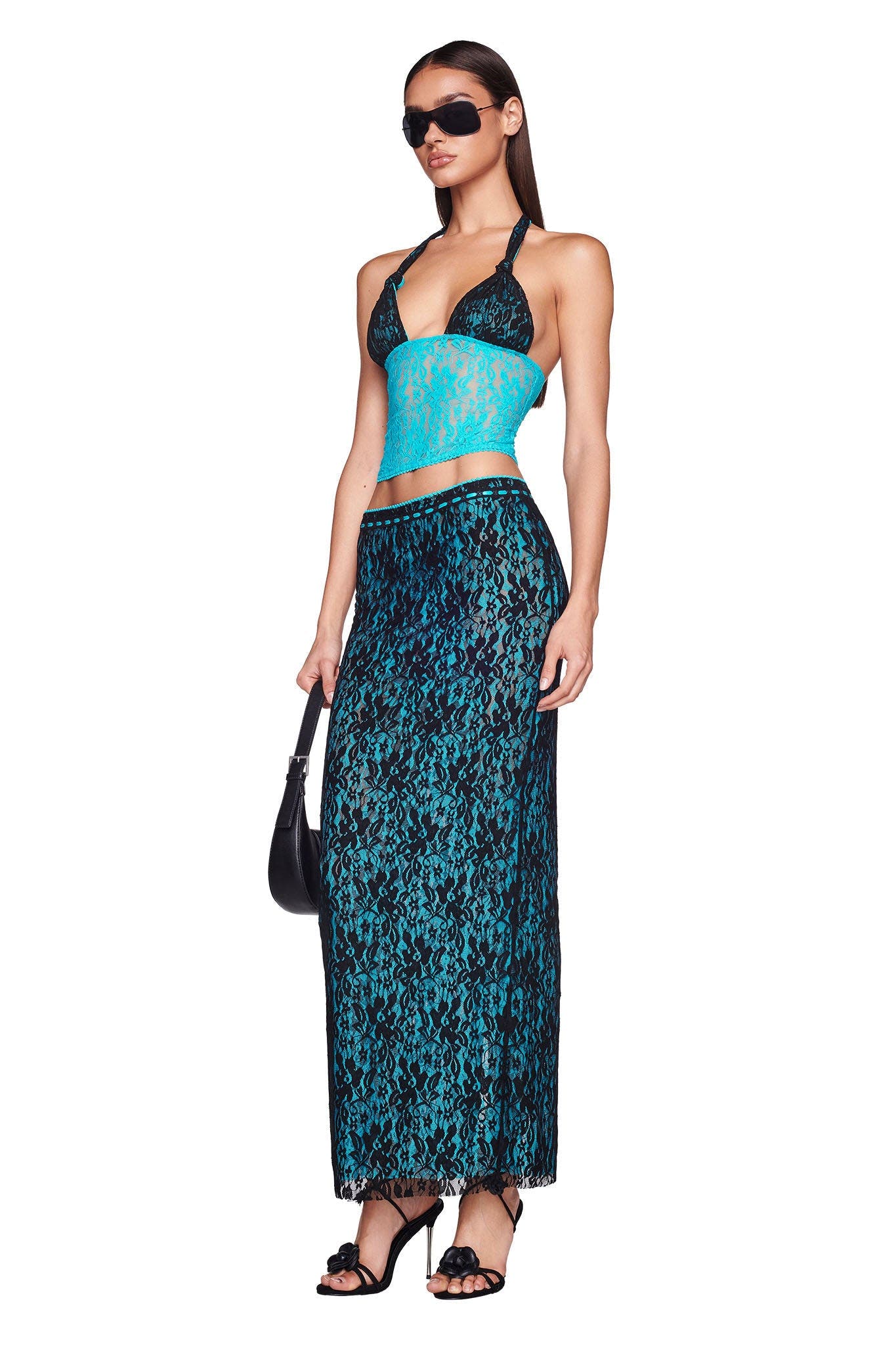 MARCELLA REVERSIBLE MAXI SKIRT - BLACK/BLUE