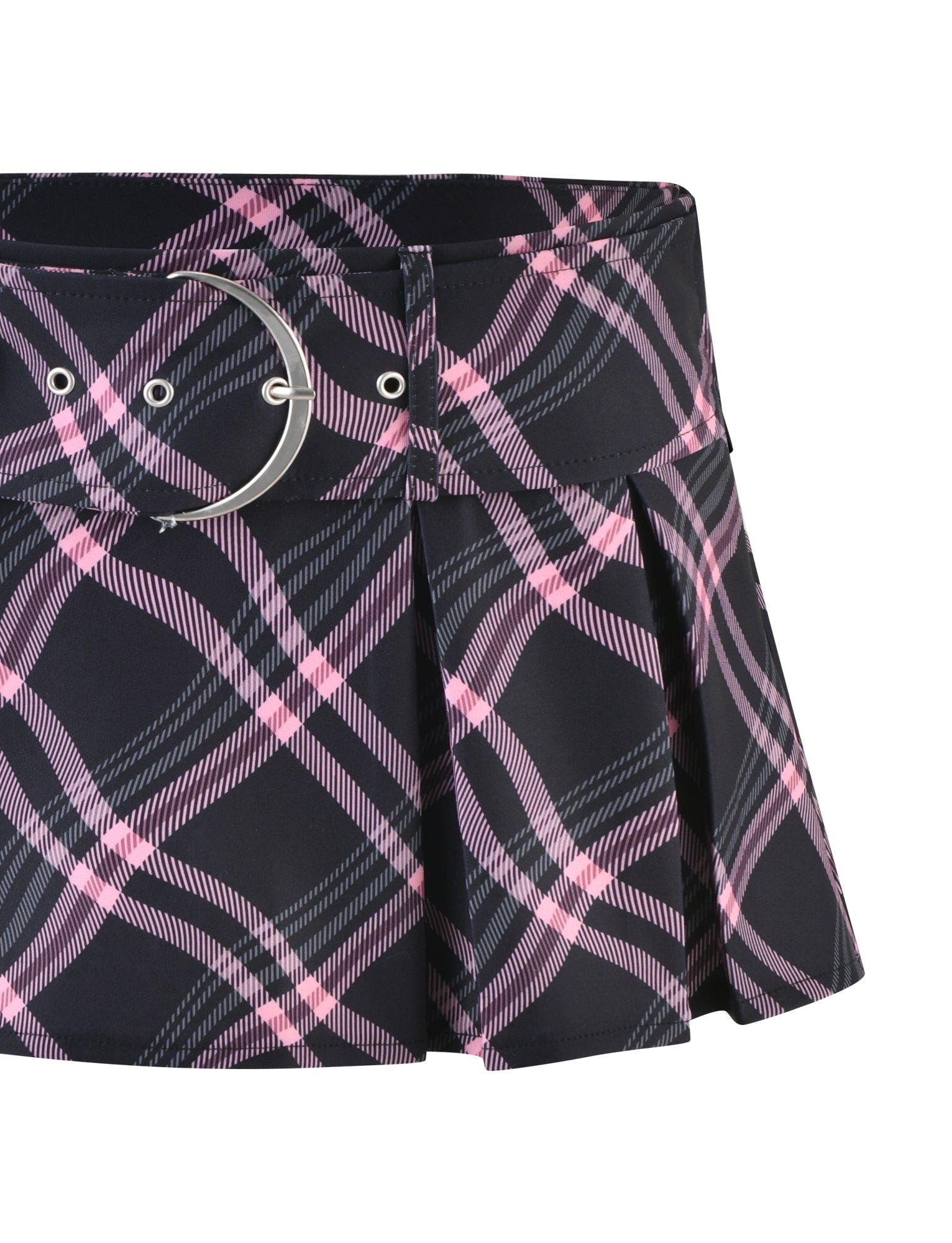 CHARLOTTE SKORT - BLACK : WARPED CHECK