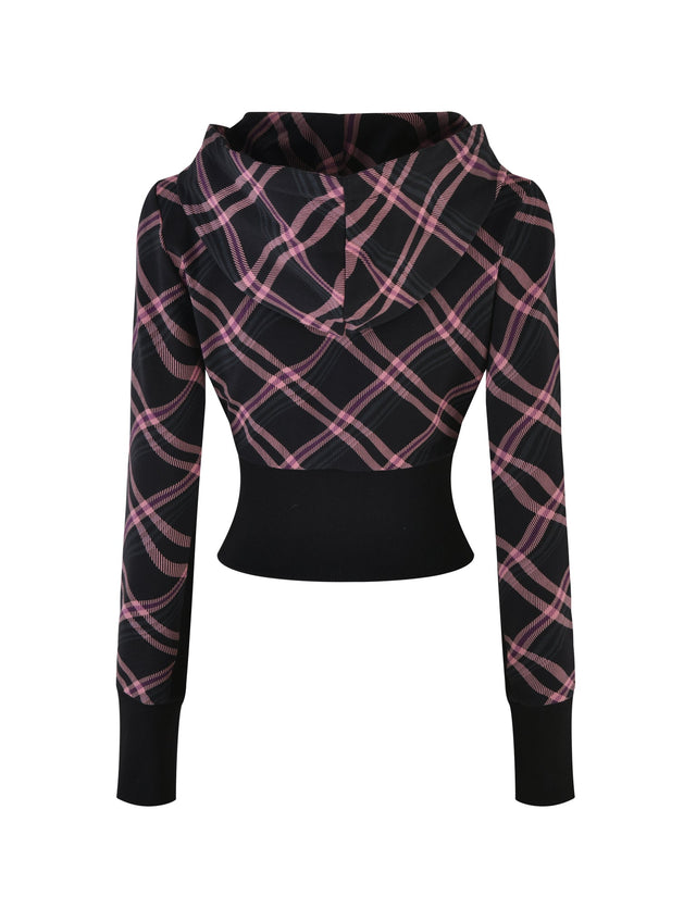 PAMELA HOODIE - BLACK - WARPED PLAID