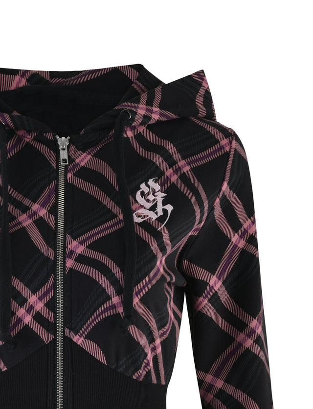 PAMELA HOODIE - BLACK - WARPED PLAID