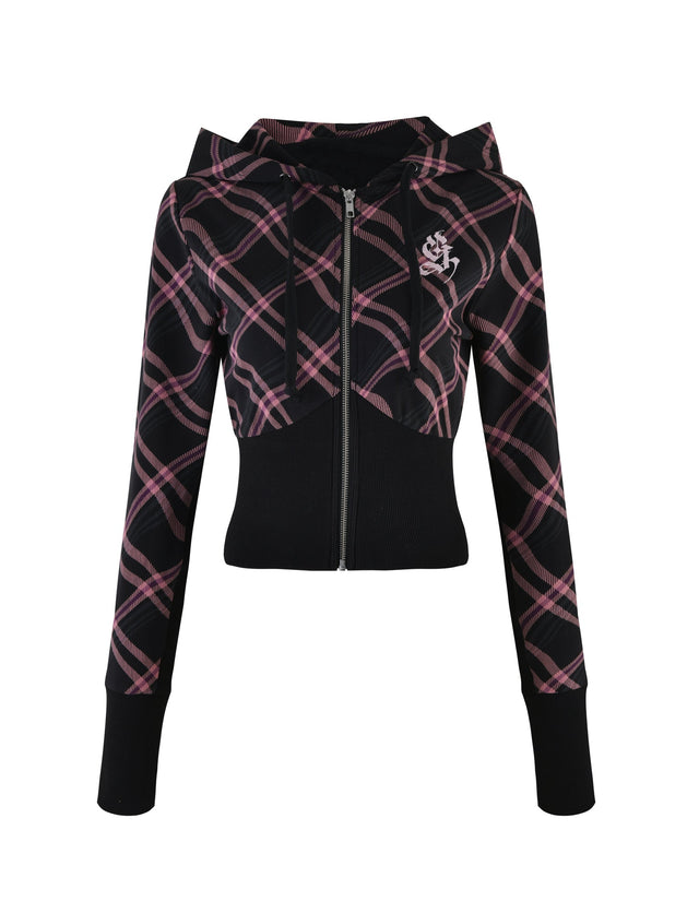 PAMELA HOODIE - BLACK - WARPED PLAID