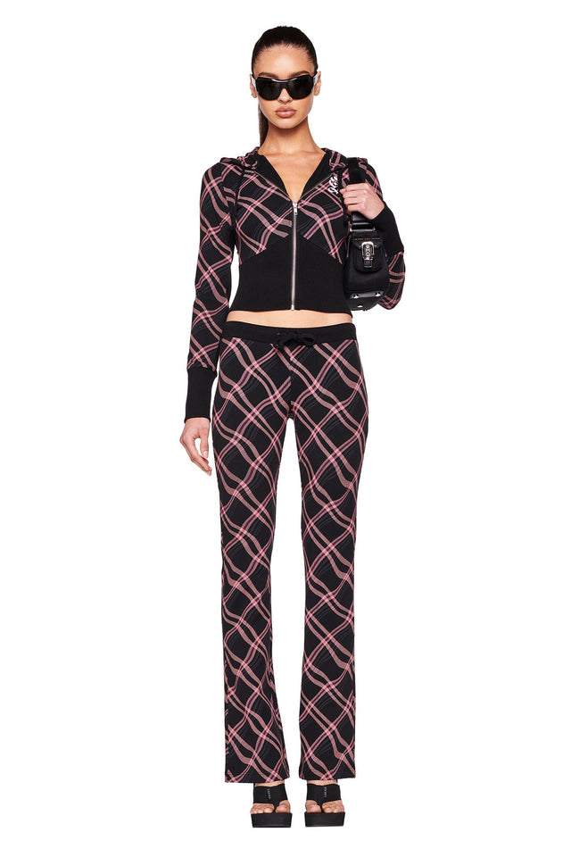 PAMELA PANT - BLACK - WARPED PLAID