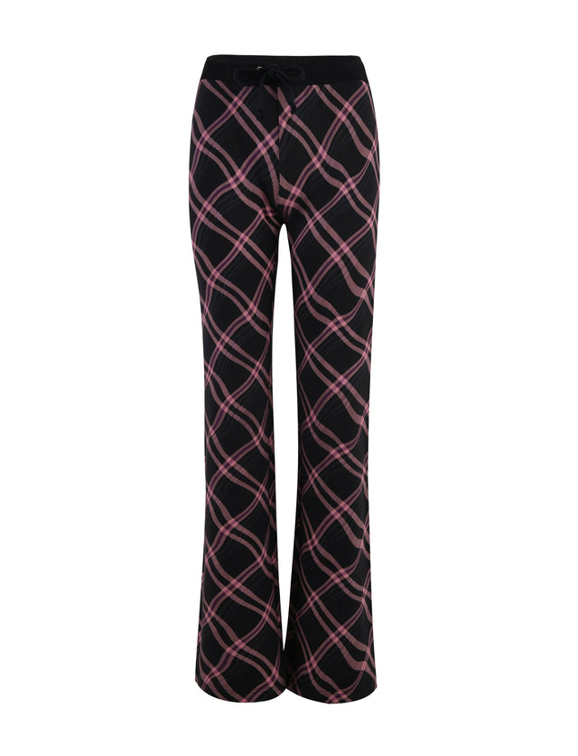 PAMELA PANT - BLACK - WARPED PLAID