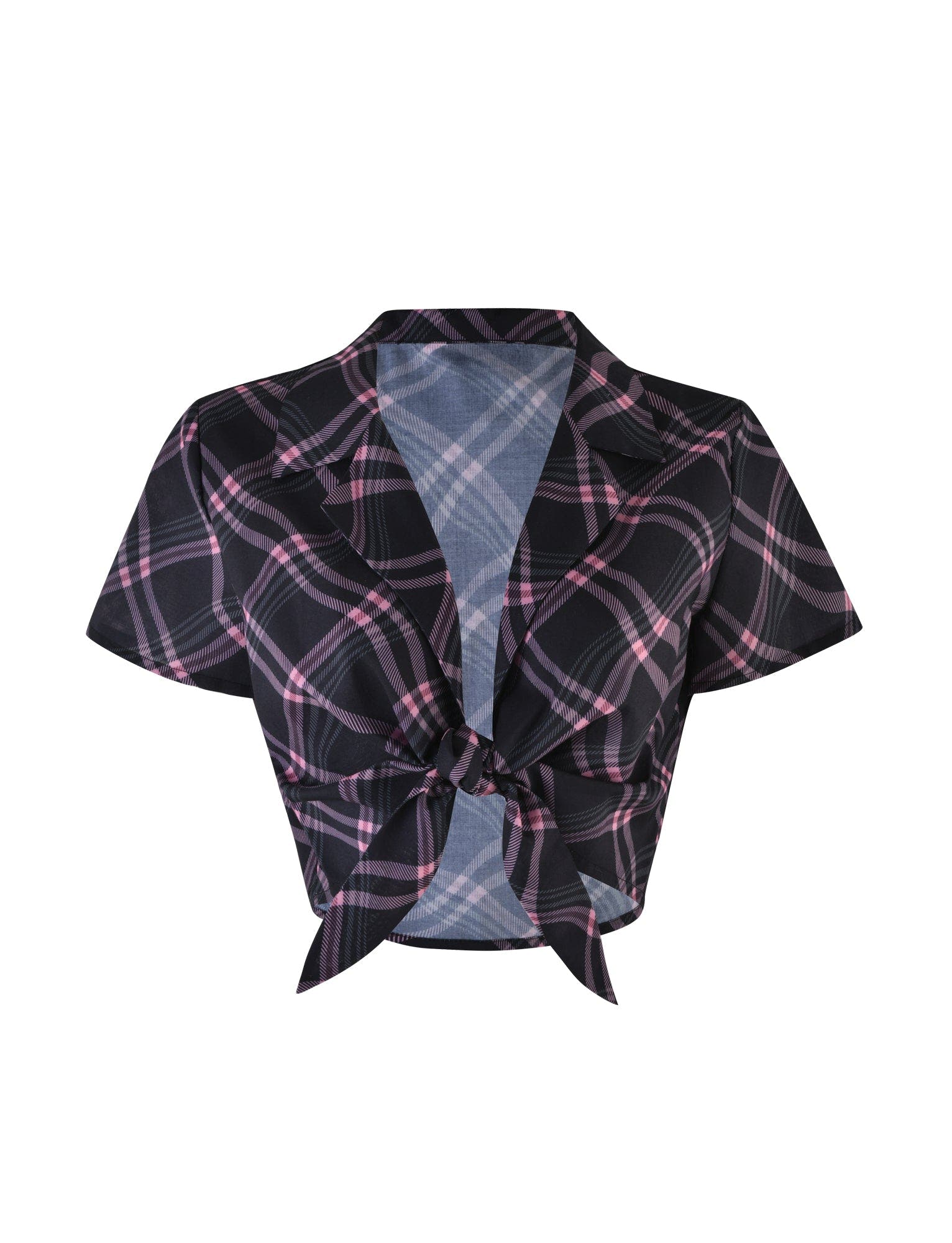 KEIDIS TOP - BLACK : WARPED PLAID