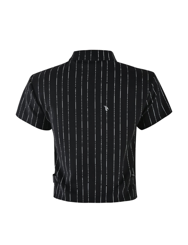 FRAN TOP - BLACK PINSTRIPE