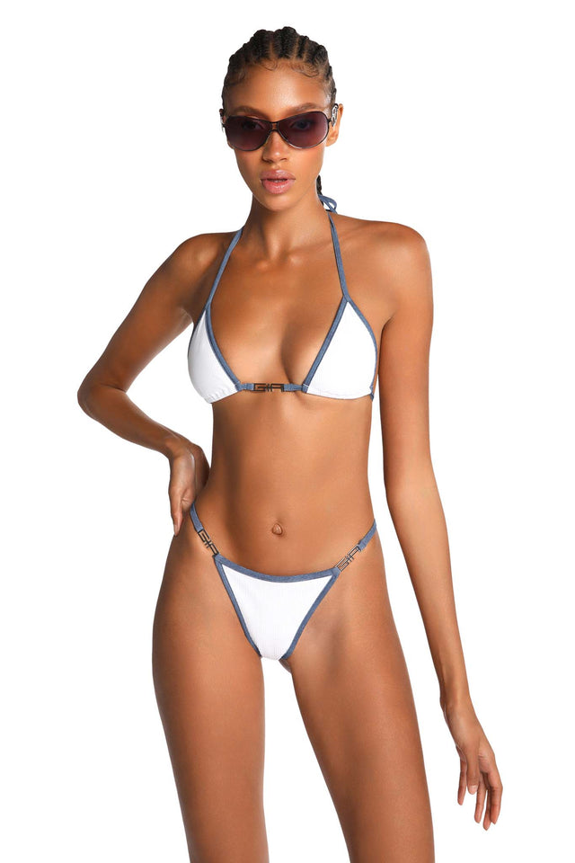 AVA BIKINI TOP - WHITE/DENIM