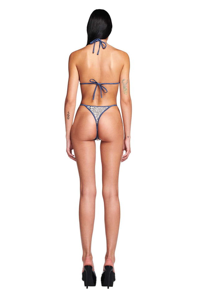 AVA G-STRING BIKINI BOTTOM - BLUE ANIMALE