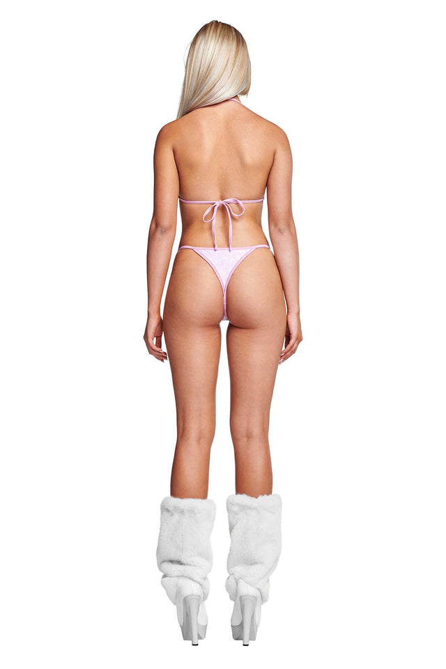 AVA G-STRING BIKINI BOTTOM - PINK : MONOGRAM