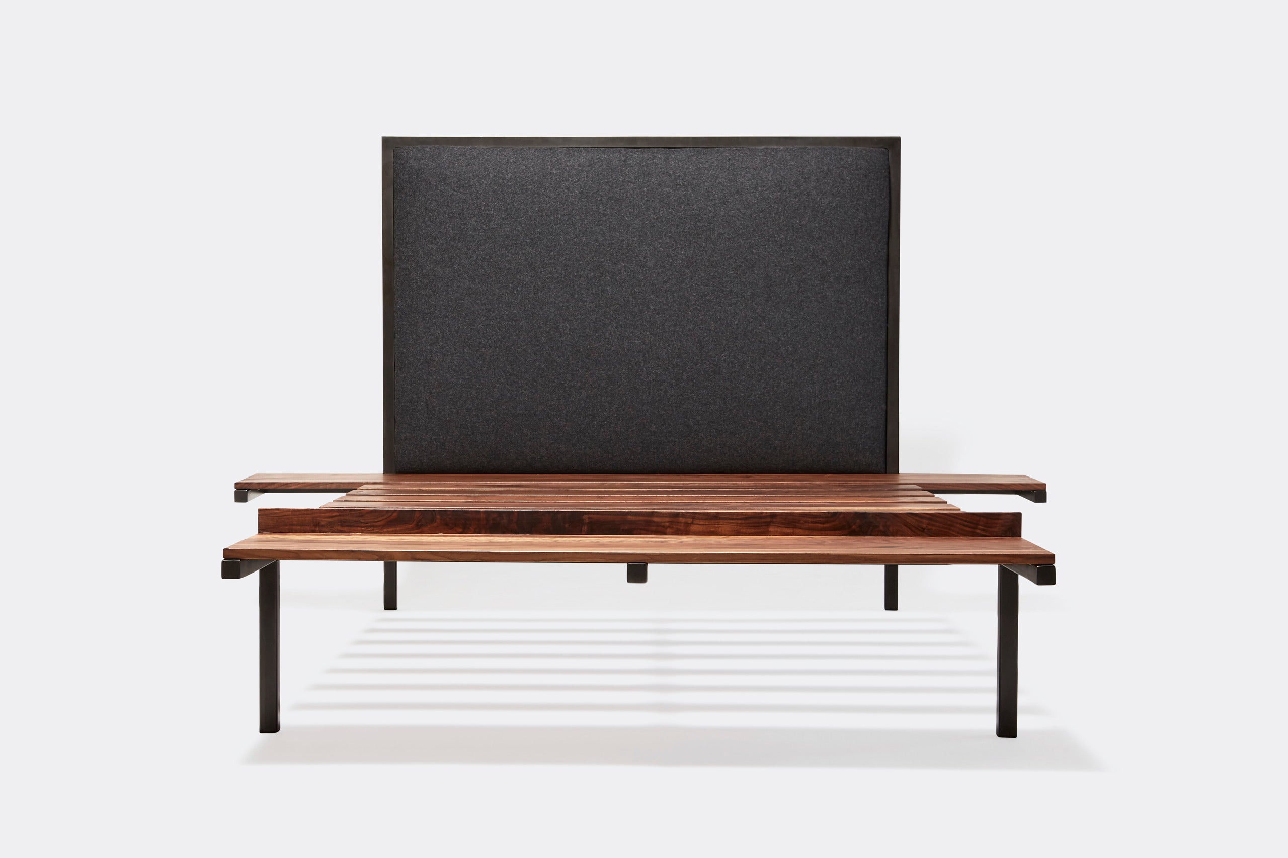 Inheritance Bed - Grey Wool, Blackened Steel & Walnut