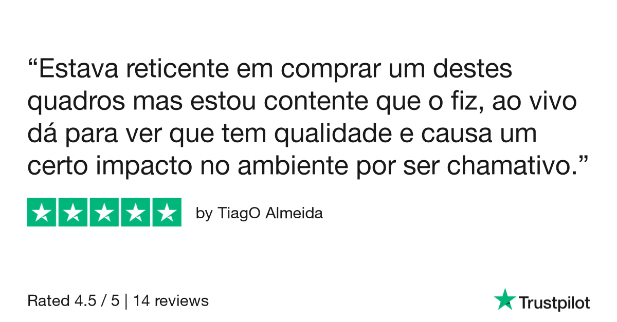 Estava reticente em comprar um destes… Estava reticente em comprar um destes quadros mas estou contente que o fiz, ao vivo dá para ver que tem qualidade e causa um certo impacto no ambiente por ser chamativo.