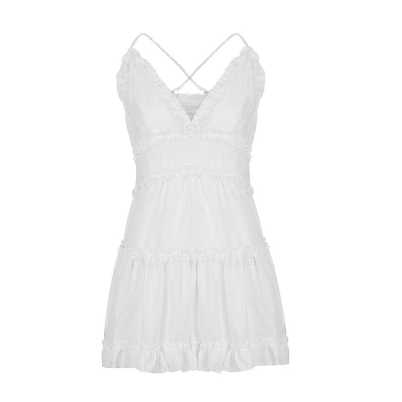 Summer Pure Sheath Slip Dress Sundress Mini Beach dress white dress ...