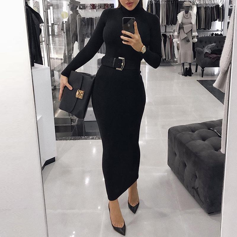 long sleeve tight midi dress