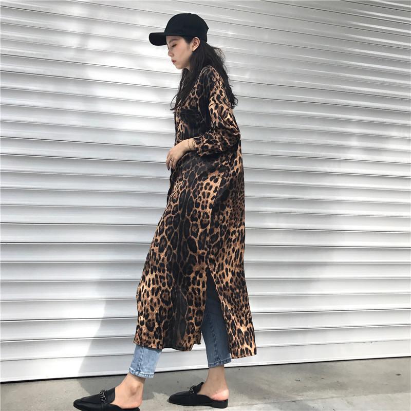 long sleeve leopard print shirt dress