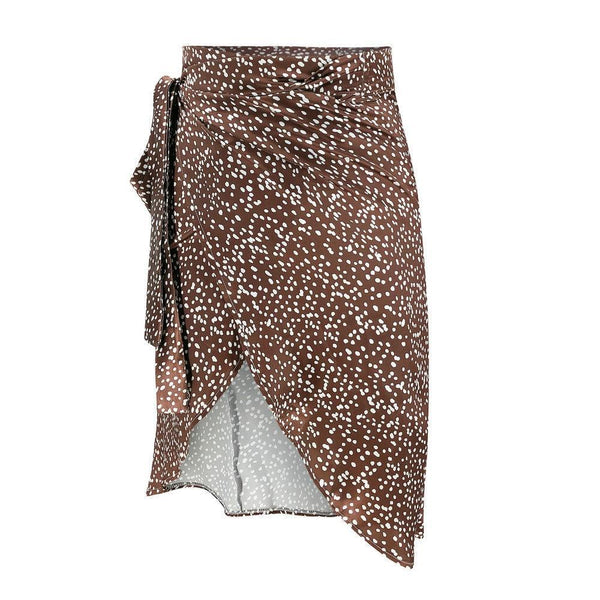 Vintage Dot Print Midi Skirts Women High Waist Lace Up Party Skirt – Hplify