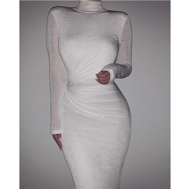 ankle length bodycon dress with sleeves