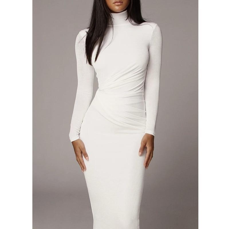 ankle length bodycon dress with sleeves