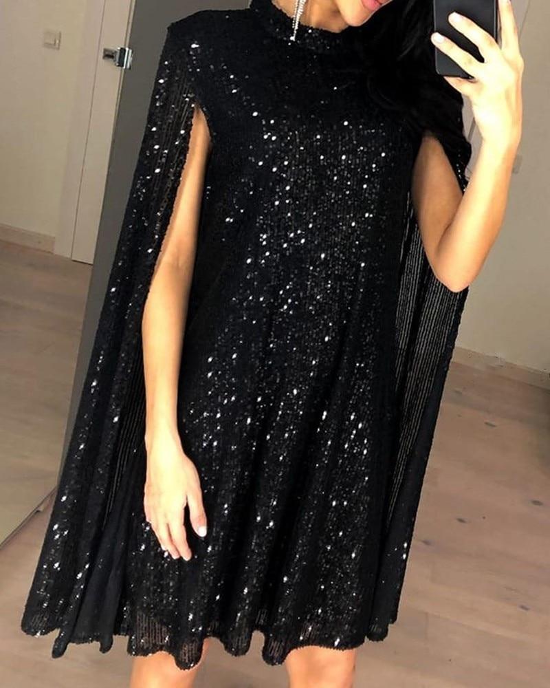 ladies black sequin dress