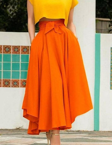 Women Vintage High Waist Skirts Lady Maxi Pleated Skirt Long Maxi ...