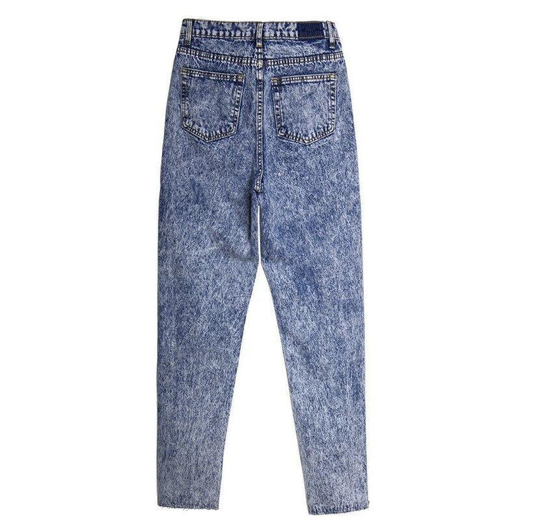 Vintage Boyfriend Jeans Patchwork Denim Snowflake Irregular Trousers ...