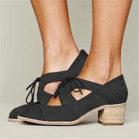 cut out lace up low heel oxford