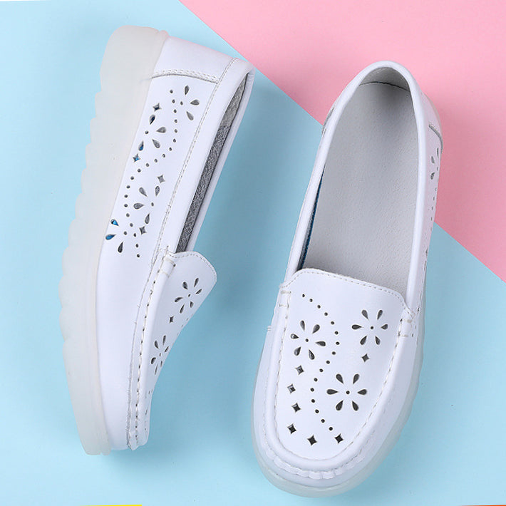 Women's Nurse Loafers Leather Plum Stomata Nursing Shoes – Hplify