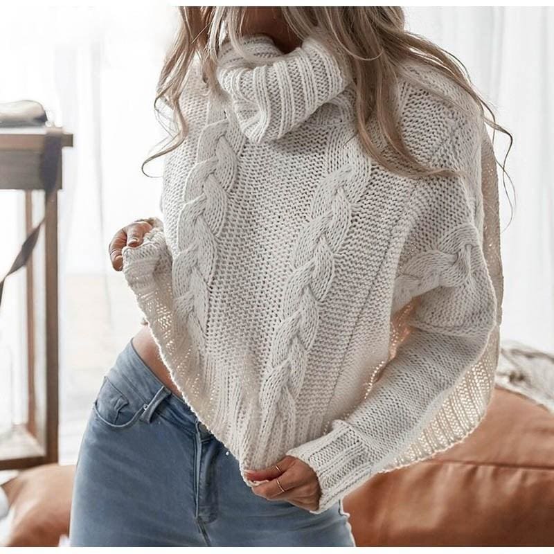 Harajuku Turtleneck Crop Sweater Autumn Winter Knitted Jumper – Hplify
