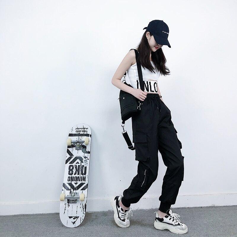 Girls Black Street Dance Pants Hiphop Style Sport Running Outfit Loose ...