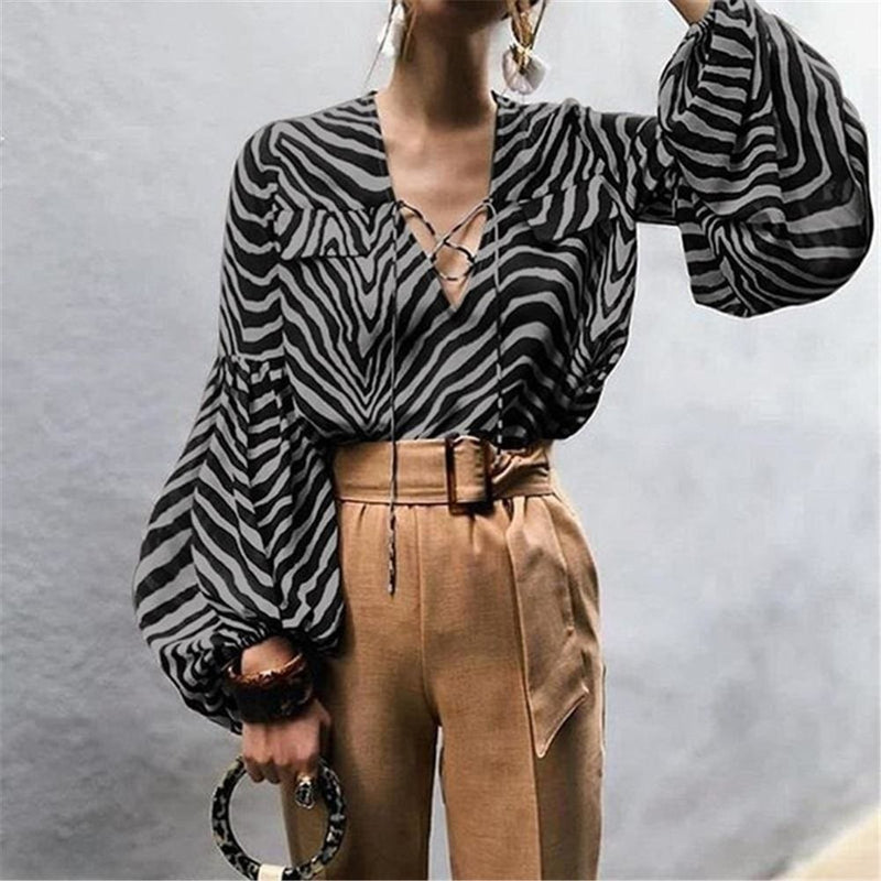 The Best Women Blouse Shirt Polka Dot Striped Leopard Loose Blouse Top Tunic Shirt Online - Hplify