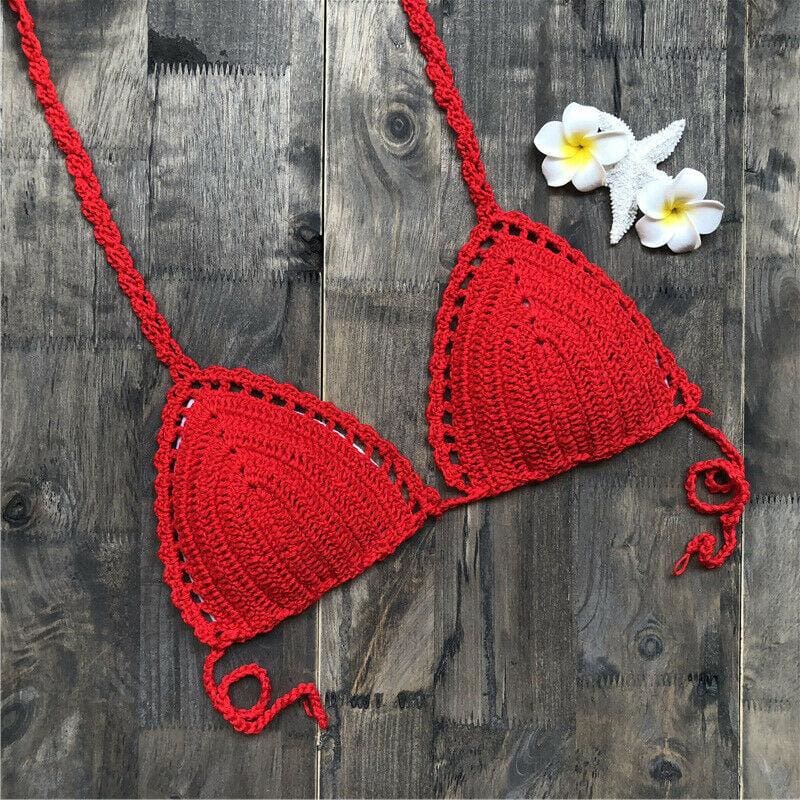 Women Crochet Bralette Knit Bra Boho Beach Woven Bikini Halter Cami ...