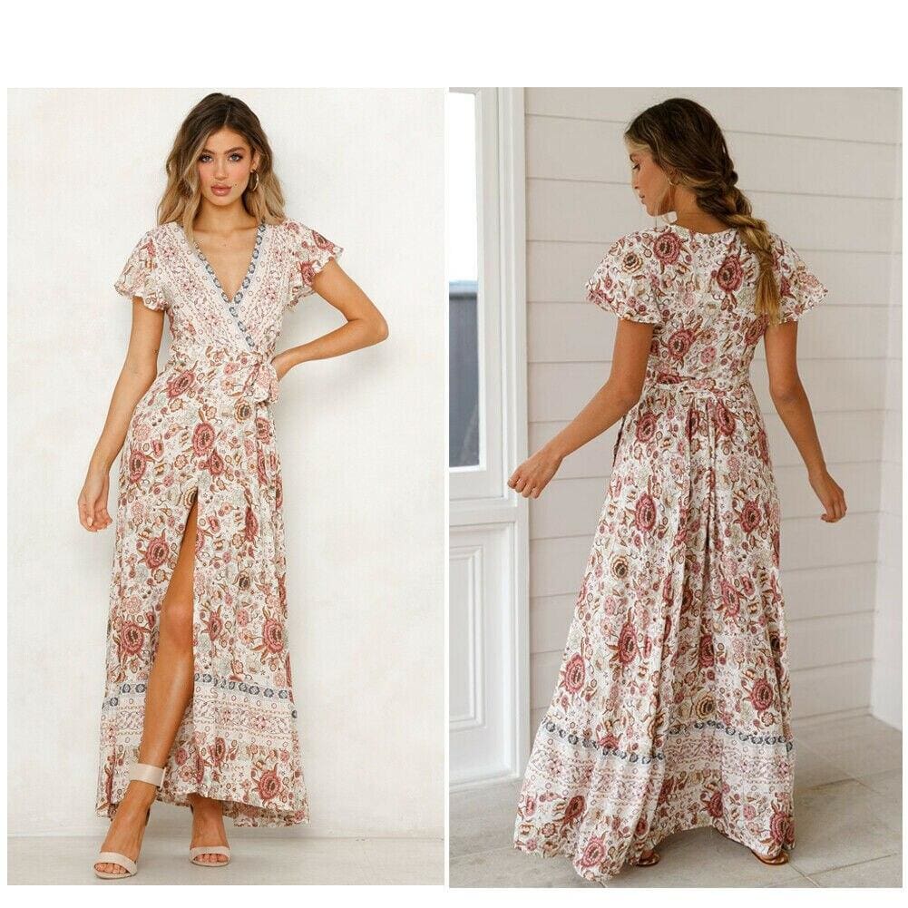 long sundresses with short sleeves
