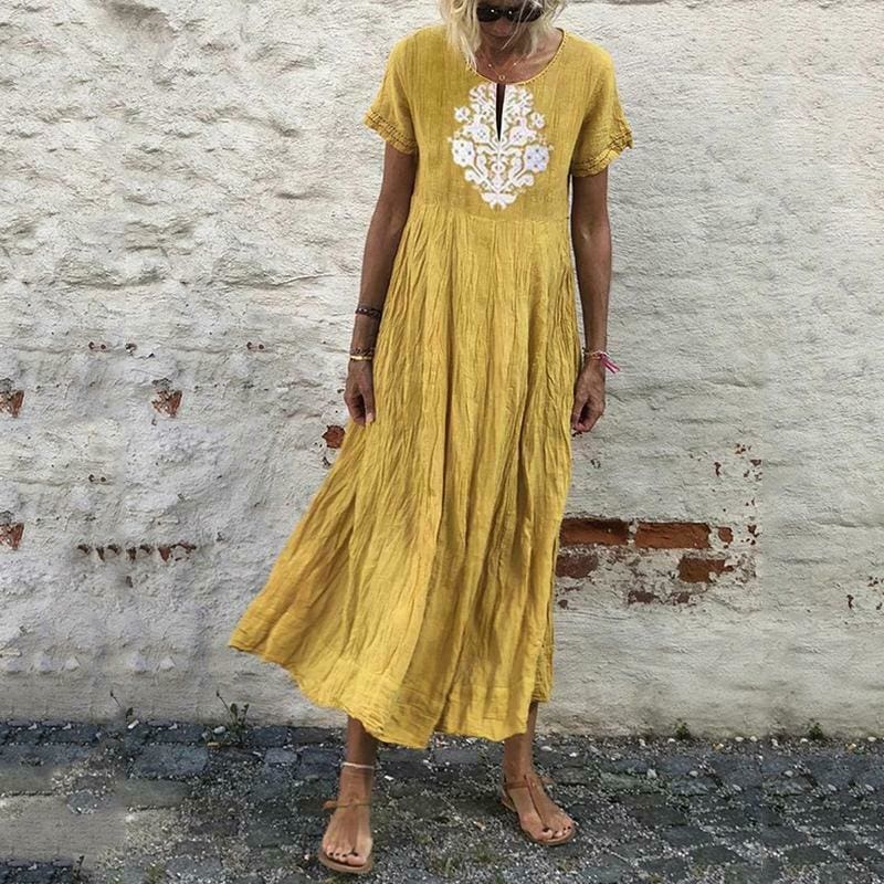 yellow bohemian maxi dress