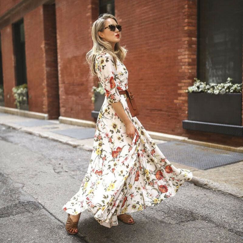 Women's Boho Maxi Dress Floral Long Sundress – Hplify