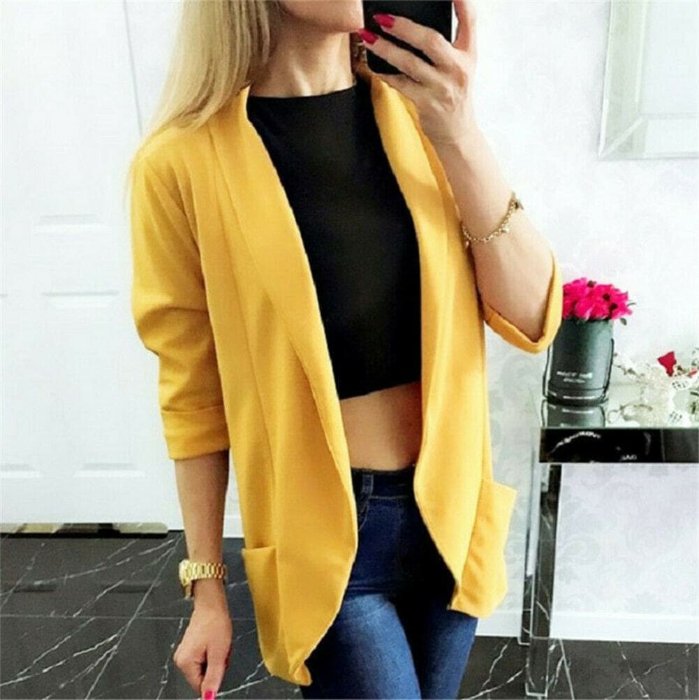 Slim Casual Business Blazer Formal Suit Work Jacket Long Sleeve Slim Fit Coat Outwear Tops